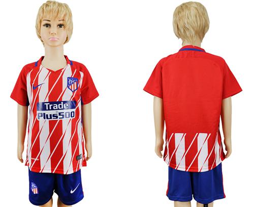 Atletico Madrid Blank Home Kid Soccer Club Jersey